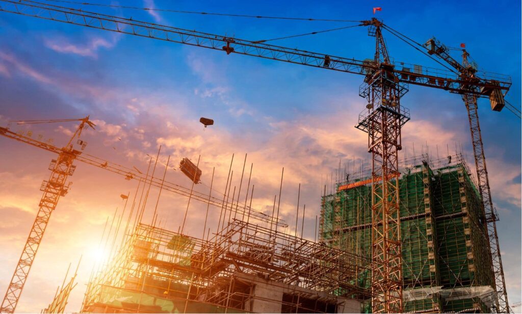 construction cranes on a construction site