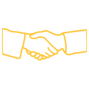 a handshake icon on a white background